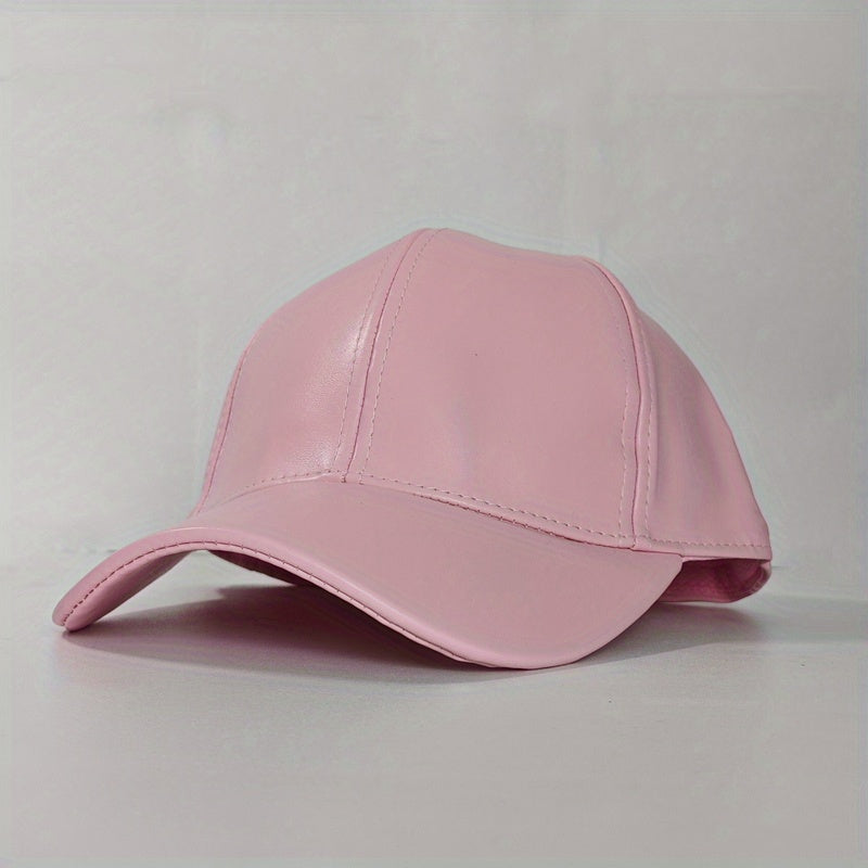 Unisex Outdoor PU Solid Baseball Cap | Smooth Leather All-match Dad Hat