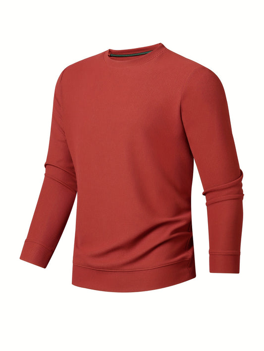 Men's Solid Crew Neck Sweatshirt Pullover for Spring Fall