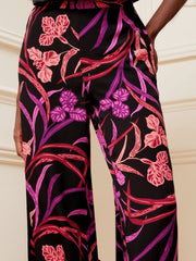 Plus Floral Wide Leg Trousers With Pockets