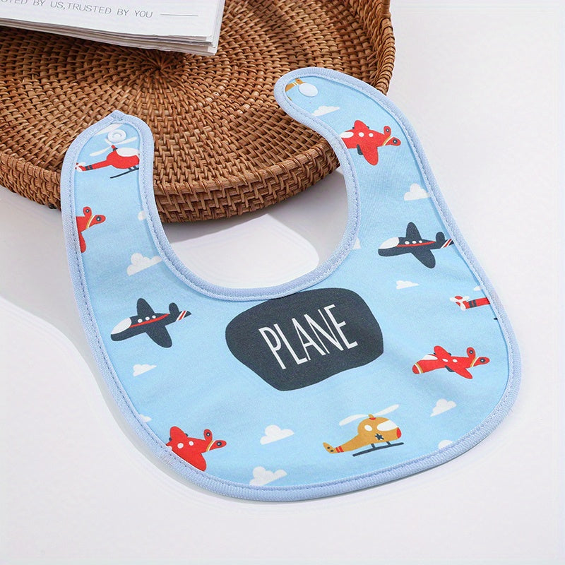 Boys Cartoon Cotton Bib Reusable Towel Bib Cloth Absorbent Skin-friendly Bib