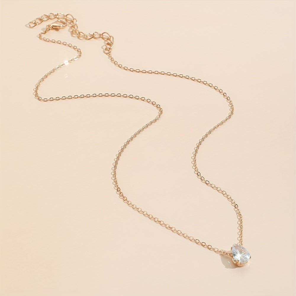 Water Drop Rhinestone Pendant Necklace
