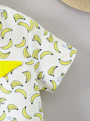 Boys Banana Print Shirt Vacation Beach Summer Kids Clothes
