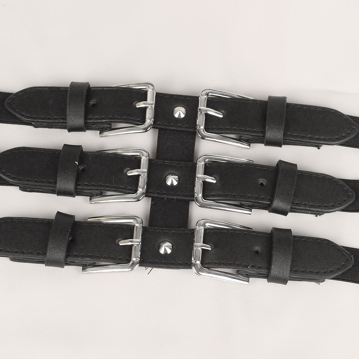 Punk Waist Belt Hollow Leather Belly Layered Goth Body Accessories