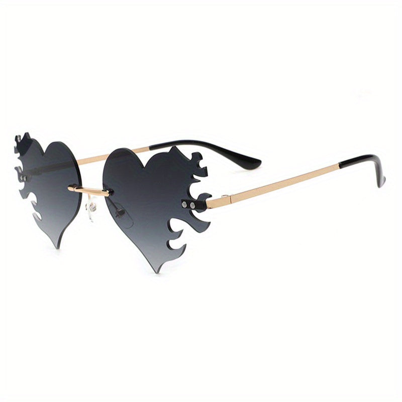 Vintage 90s Punk Heart Flame Glasses Disco Party Sunglasses
