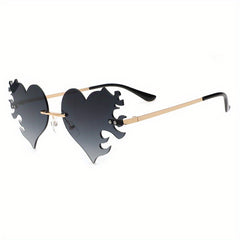 Vintage 90s Punk Heart Flame Glasses Disco Party Sunglasses