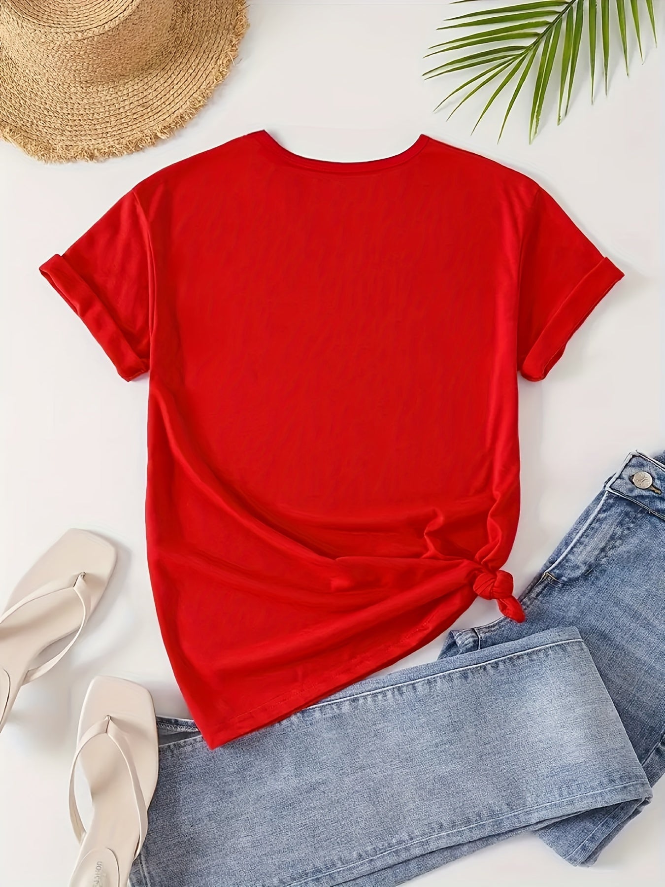 Letter Graphic Loose Casual T Shirt Short Sleeve Soft Tee Women's Clothing