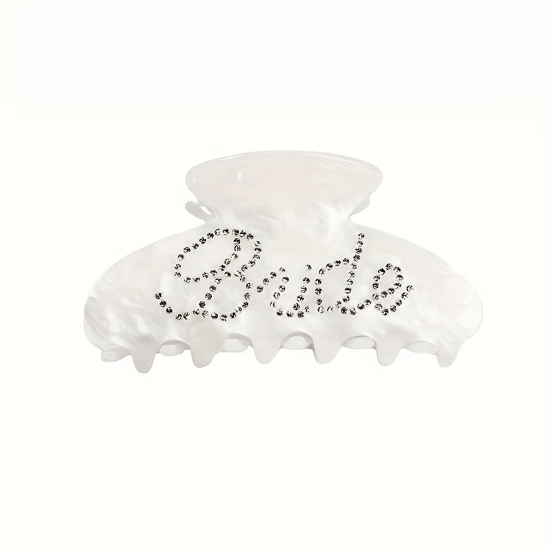 Acrylic Bridal Hair Claw Clip With Rhinestone Bride Sign Hair Accessory