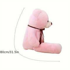 Pink Teddy Bear Plush Toy with Heart Tag - Soft Stuffed Animal for Birthday Gift