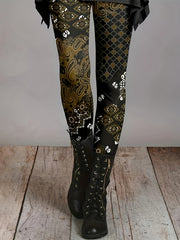 Boho Plus Size Leggings High Rise Allover Print Medium Stretch