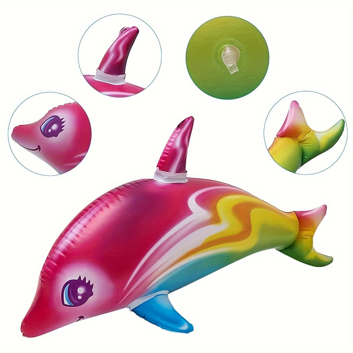 2pcs Colorful Dolphin Balloons + Pump for Beach & Pool Party