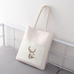 Deer Head Print Shoulder Bag Large Capacity Handbag