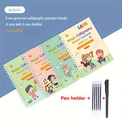 4 Books Dotted Training Sheets Mixed Paper with Holder Ink Refills