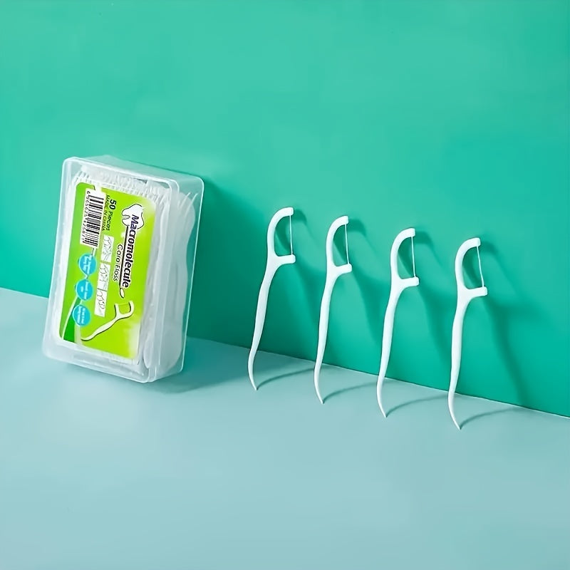 100pcs 2 Boxes Polymer Floss Toothpicks Dental Floss Sticks Dental Cleaning