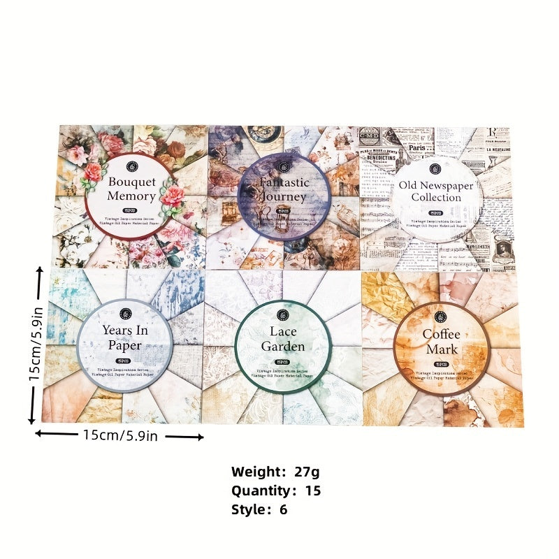 15pcs Retro Garbage Magazine Hand Account Background Decoration Set