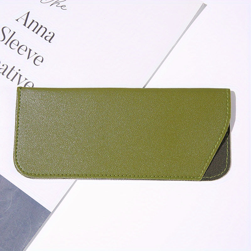 Stitch Detail Glasses Bag PU Leather Sunglasses Pouch Soft Travel Eyewear Holder