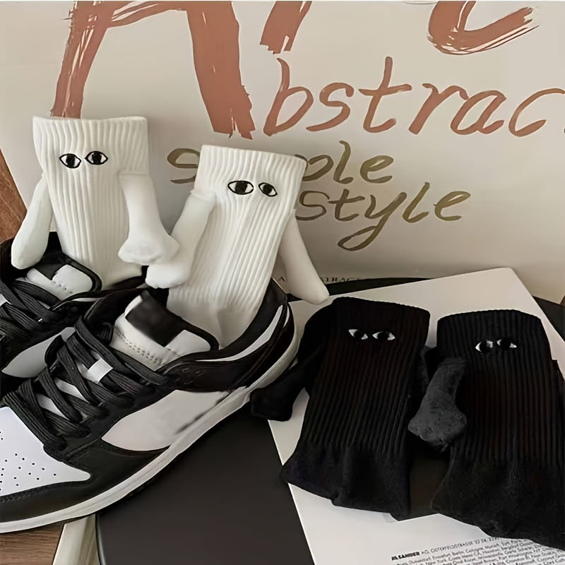 2 Pairs Couple Funny Socks with Magnetic Hand Dolls