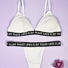 Letter Print Bra & Panties Set