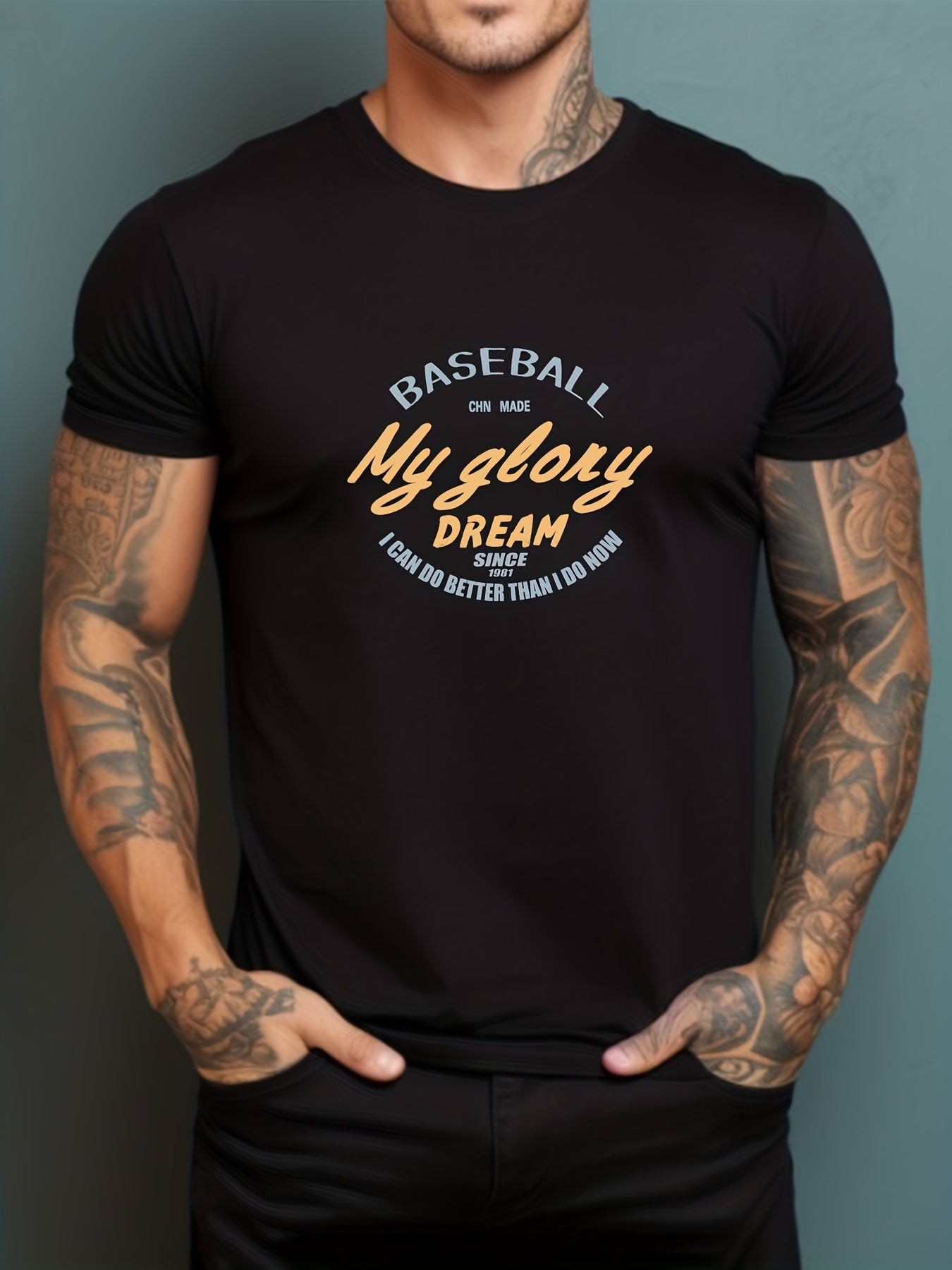 Men's Printed Leisure Sports T shirt Casual Stretch Tee Shirt