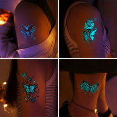 15 Glow Dark Butterfly Tattoo Stickers Waterproof Temporary Tattoo