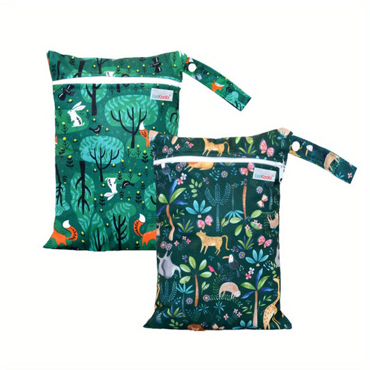 EezKoala 2pcs Baby Diaper Bag WetBags Zipper Waterproof Nappy Handbag