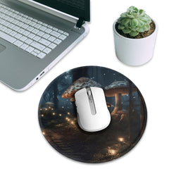 Night Mushroom Group Circular Game Mouse Pad 20x20cm