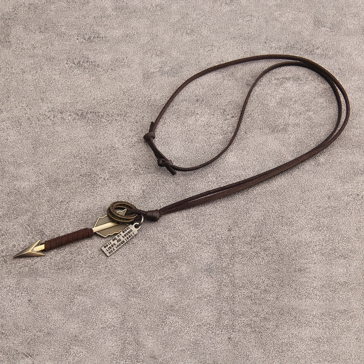 Hip Hop Arrow Keychain Pendant Necklace Zinc Alloy Long Chain Leather Cord