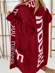 Waterfall Collar Knit Cardigan Hooded Sweater
