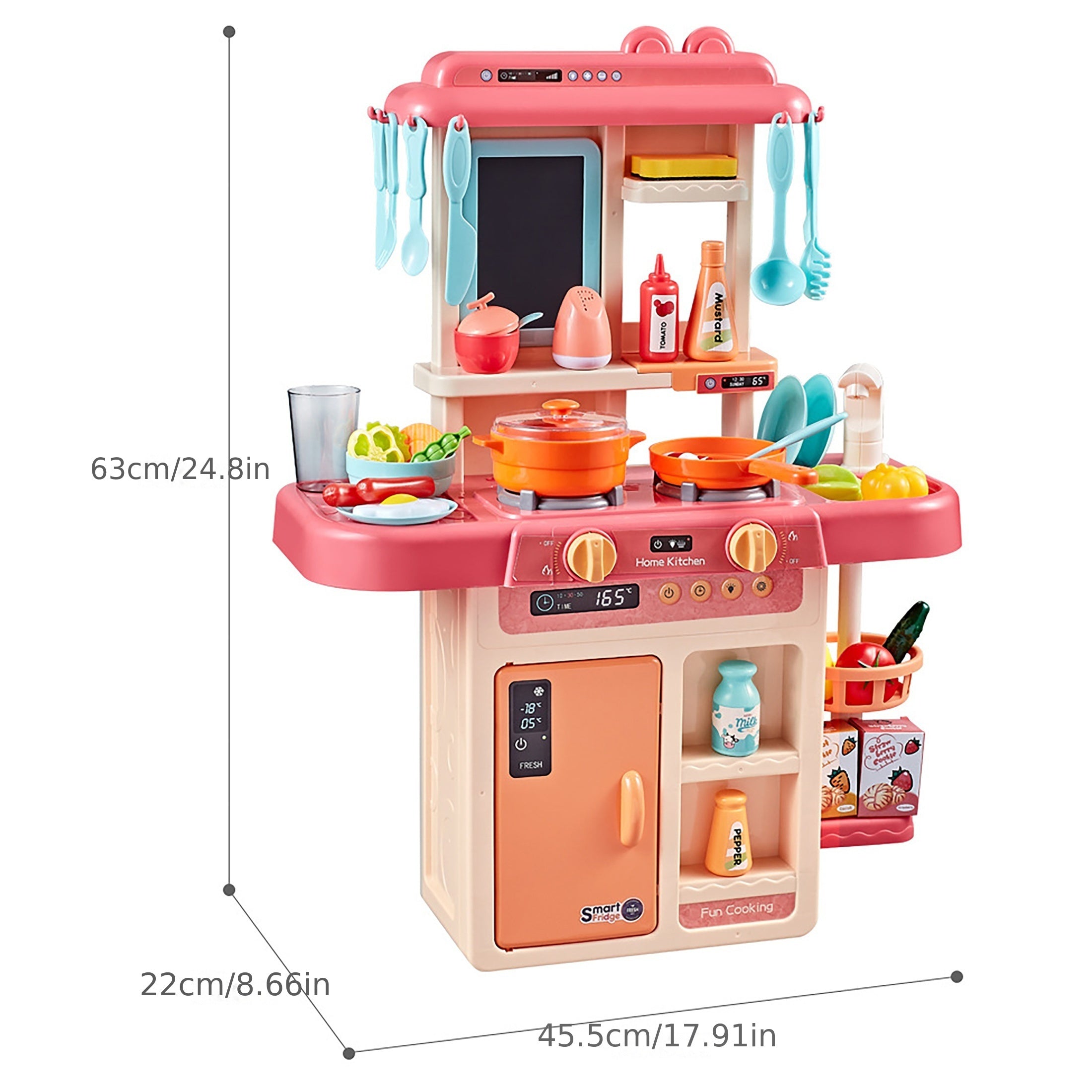 HZMSJ Pink Play Kitchen Set with Microwave Oven and Play Food