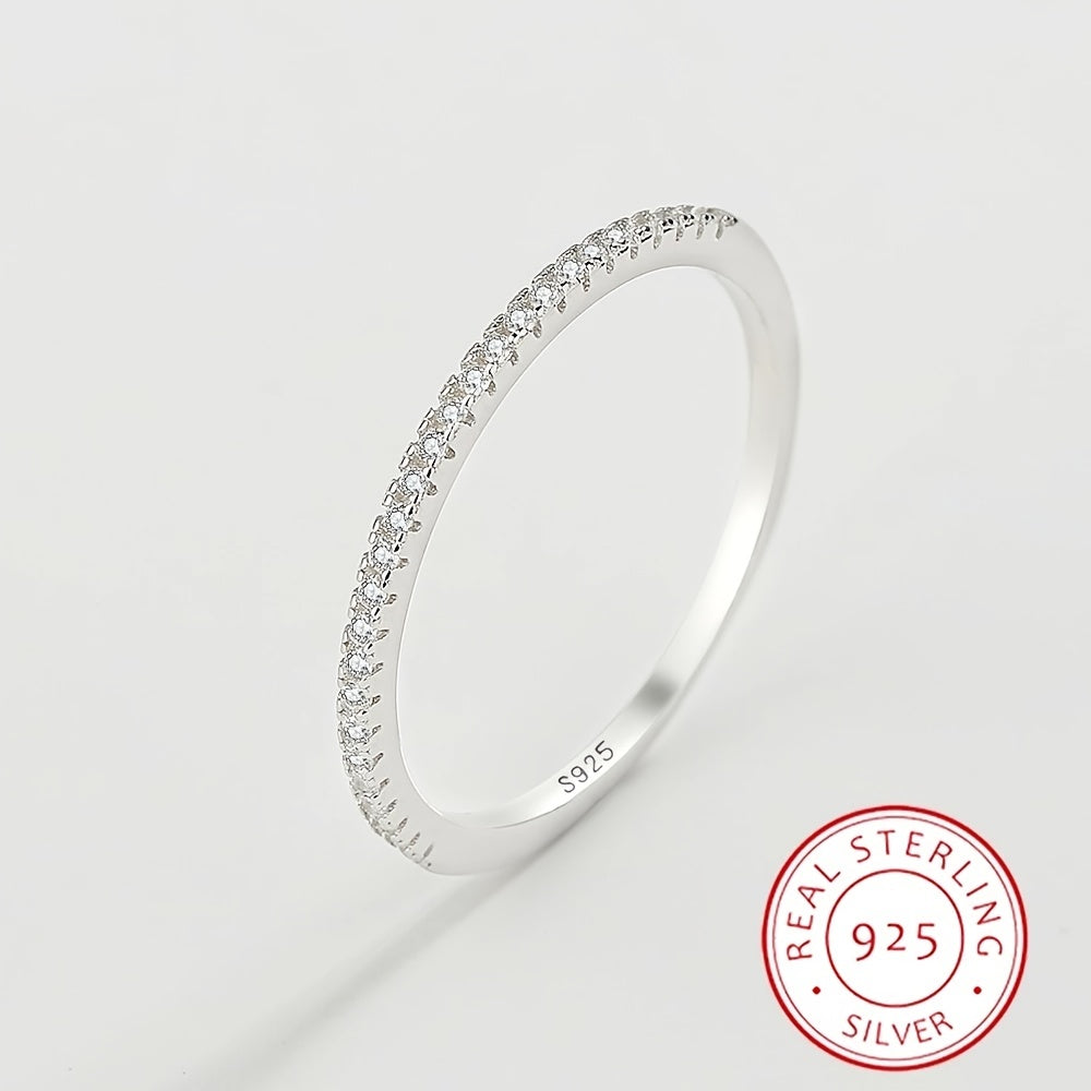 925 Sterling Silver Zircon Band Ring Women's Wedding Ring