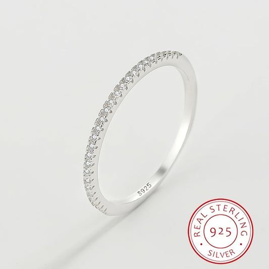 925 Sterling Silver Zircon Band Ring Women's Wedding Ring