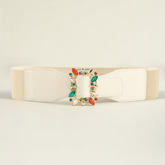 Colorful Crystal Buckle Belt Wide Waistband for Women