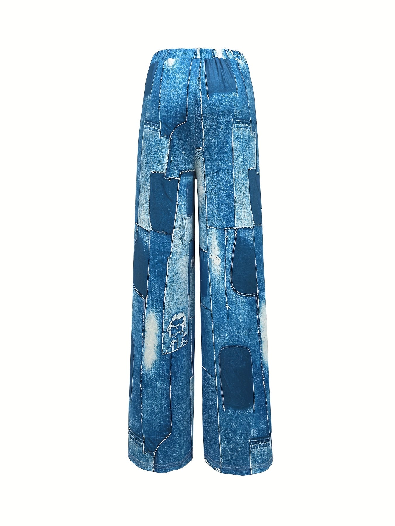  Patchwork High Rise Wide Leg Trousers
