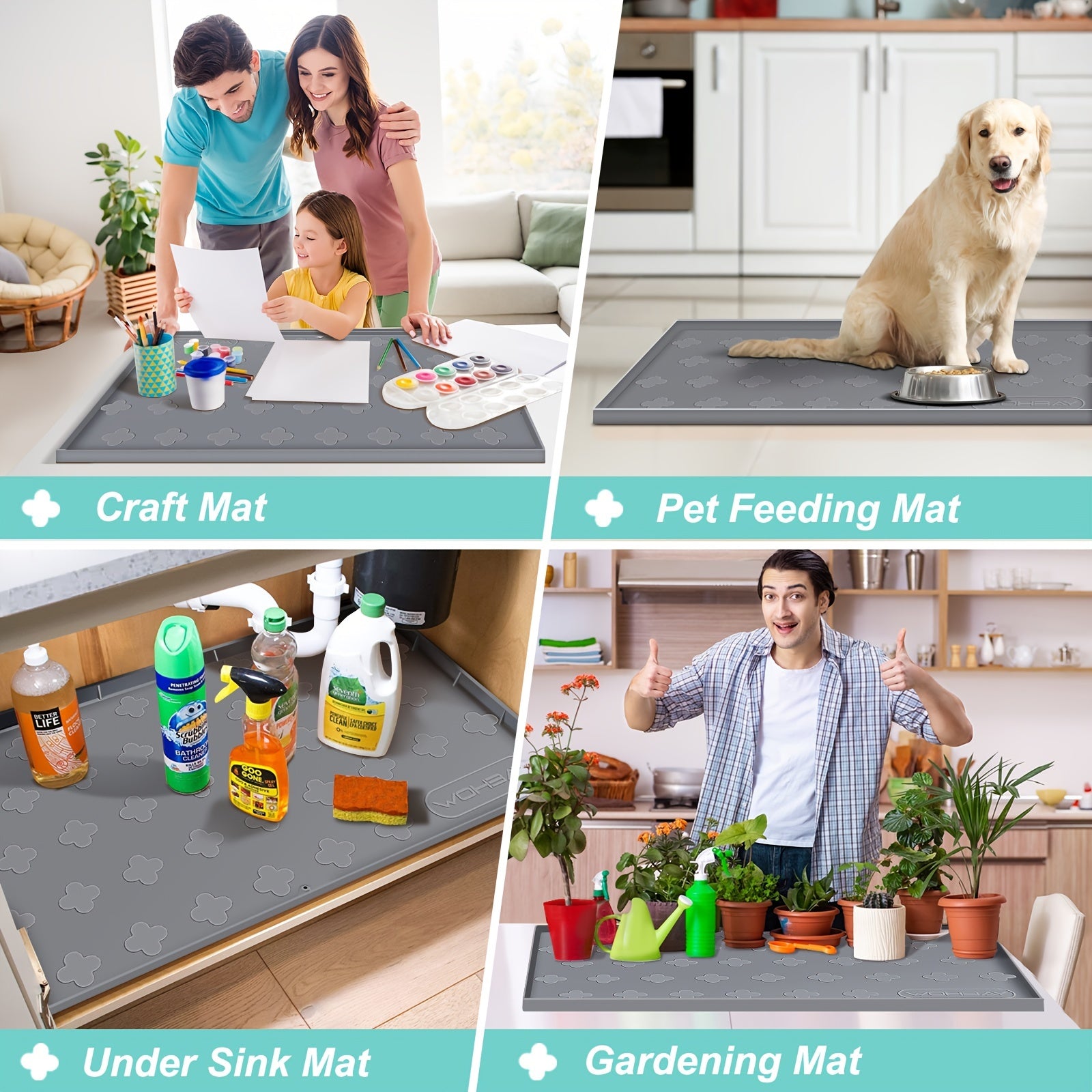 Waterproof Under Sink Mat 34 X 22 Silicone Drip Tray Liner for Kitchen Bathroom