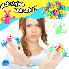 20pcs Monster Stretchy Fidget Finger Puppets Soft Rubber Dolls for Party