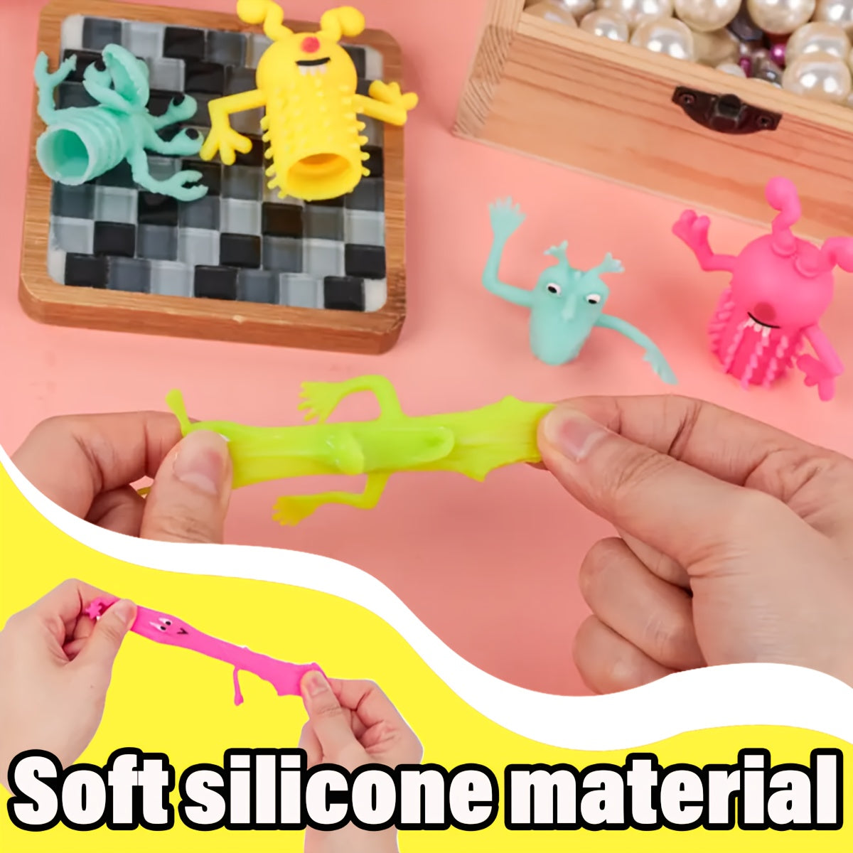 20pcs Monster Stretchy Fidget Finger Puppets Soft Rubber Dolls for Party