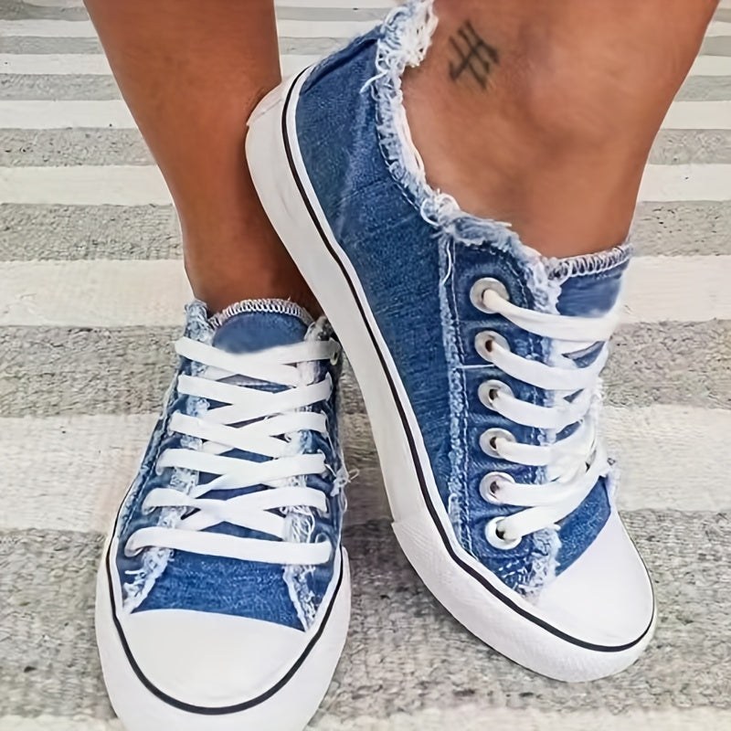 Women's Canvas Lace Up Outdoor Sneakers Lightweight Loafers