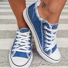 Women's Canvas Lace Up Outdoor Sneakers Lightweight Loafers