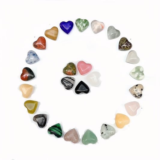 10pcs Heart Shape Natural Stone Ornament for Home Decor & Jewelry Making