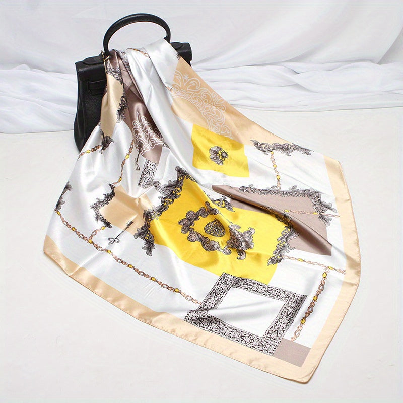 Large Satin Square Scarf Bandana Classic Print