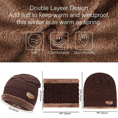 Winter Fleece Beanie Hat & Scarf Set for Outdoor Activities