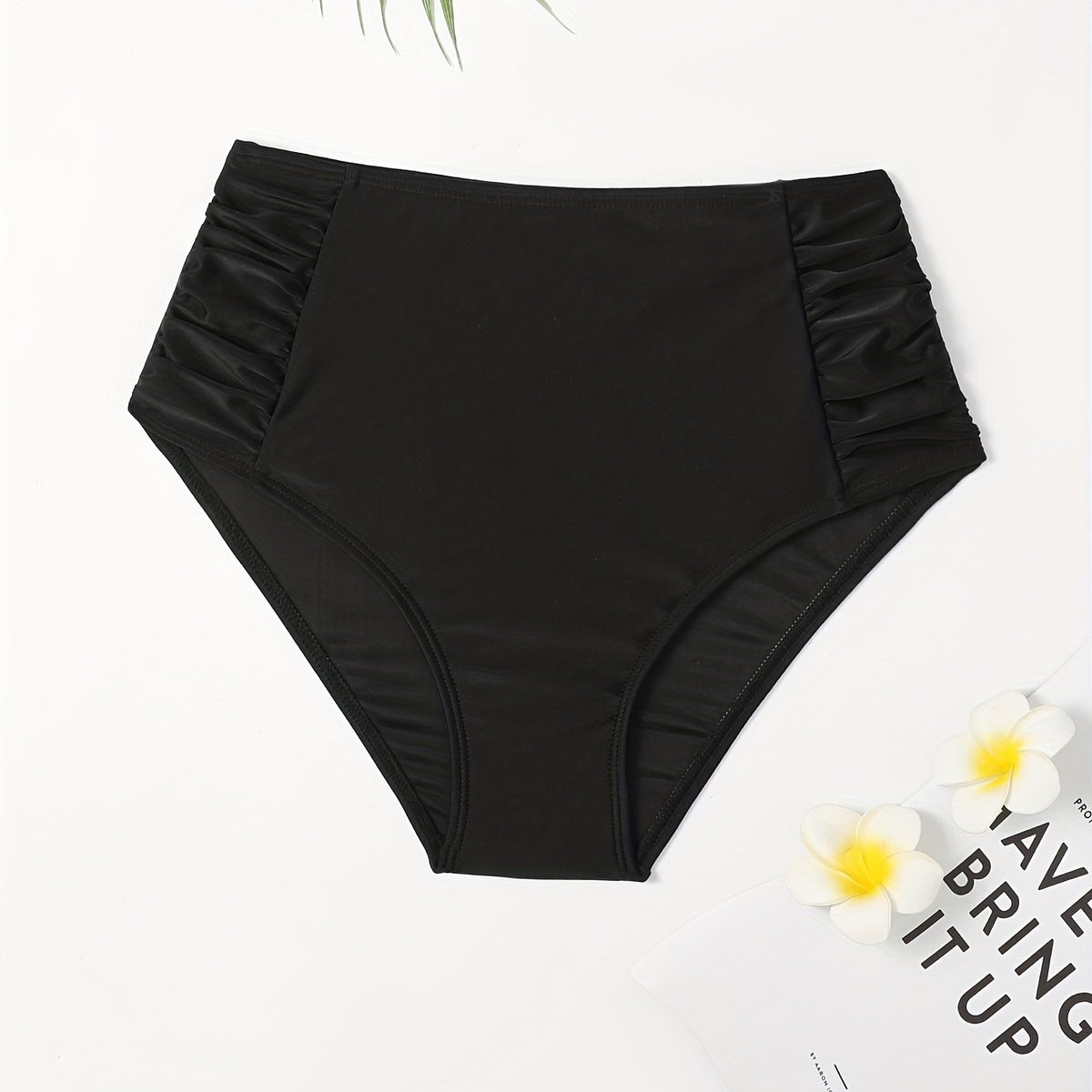 High Waist Bikini Bottom Ruched Beachwear Bottom Women's Swimwear