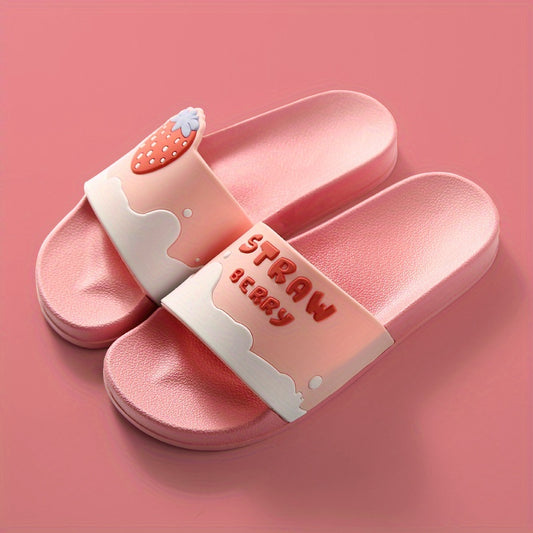 Women's Fruit Pattern Slides Open Toe Slip On Shoes