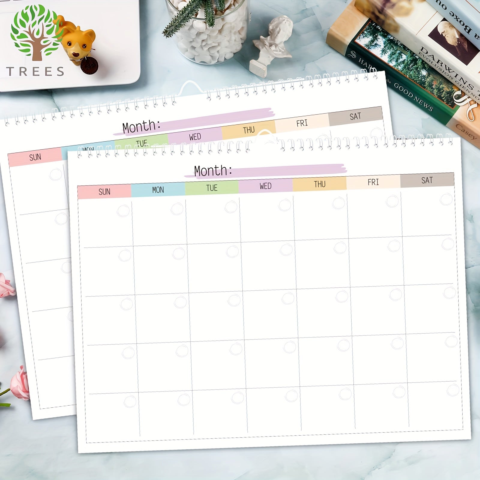 12 Month Undated Planner Wall Calendar & Note Pad