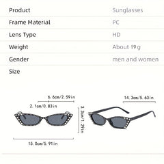Y2K Rhinestone Cat Eye Sunglasses UV400 Sun Shades Vacation
