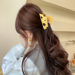 4PCS Yellow Cheese Hair Clip Ponytail Claw Hair Accessories