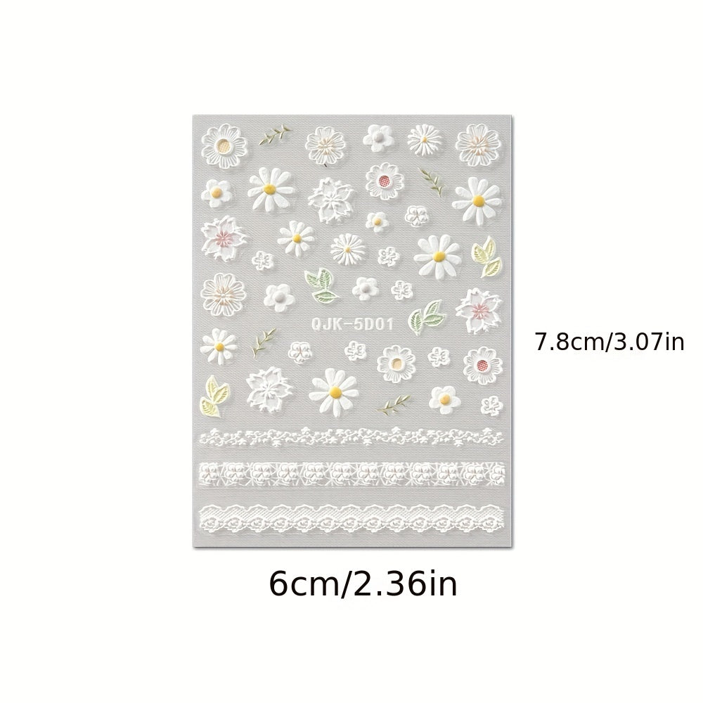 5D Pink Heart Nail Art Stickers Adhesive Acrylic DIY Nail Decoration