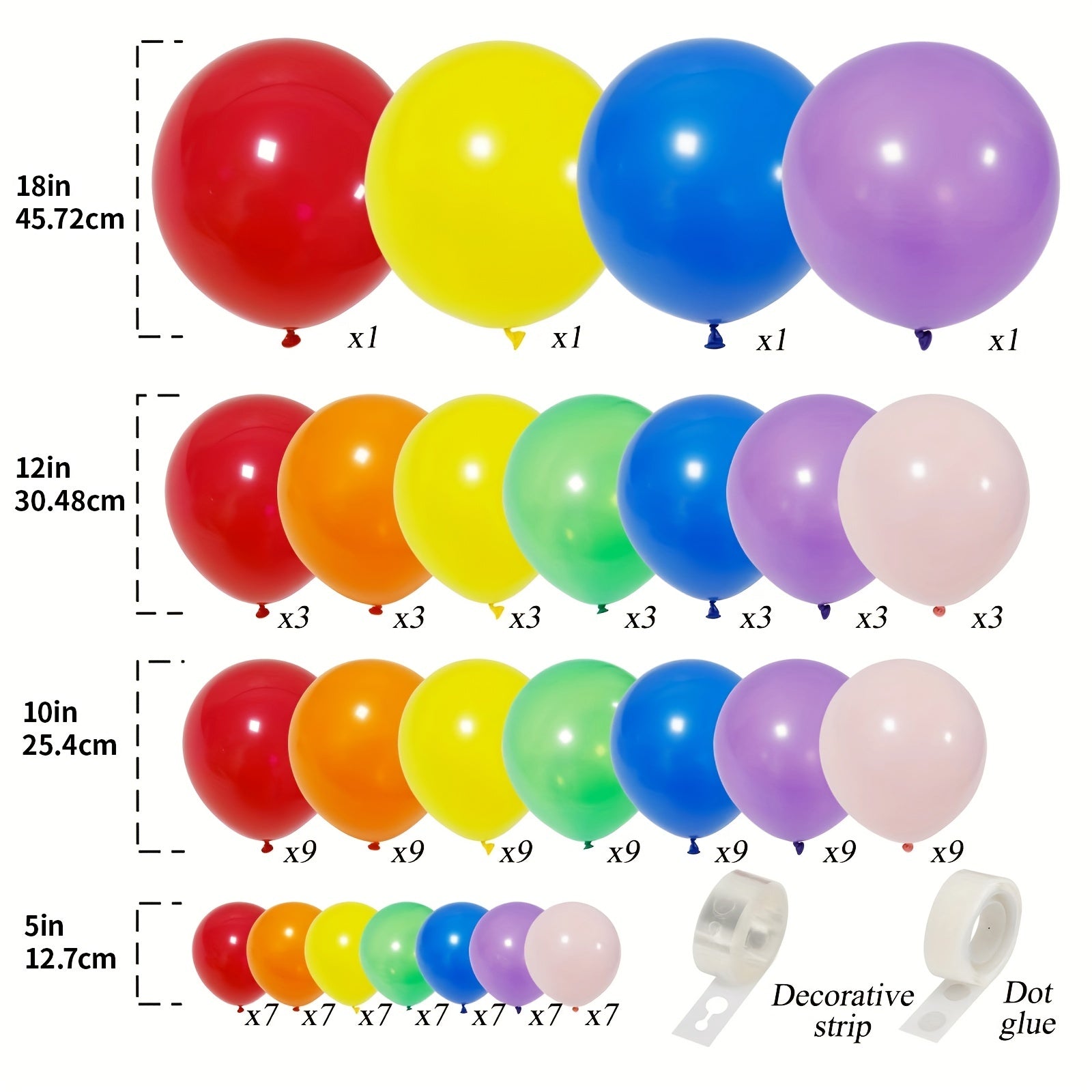 137pcs Rainbow Balloon Garland Arch Kit Mixed Size Balloons for Party Decoration