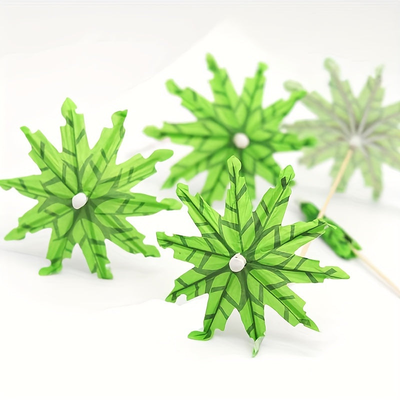 50 Coconut Tree Umbrella Picks for Pool Party Decorations and Summer Supplies