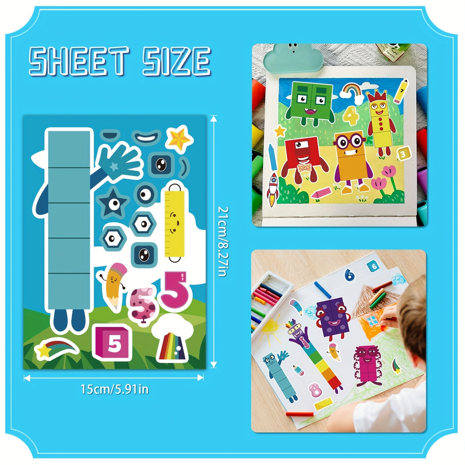 8pcs 16pcs DIY Cartoon Expression Building Block Stickers