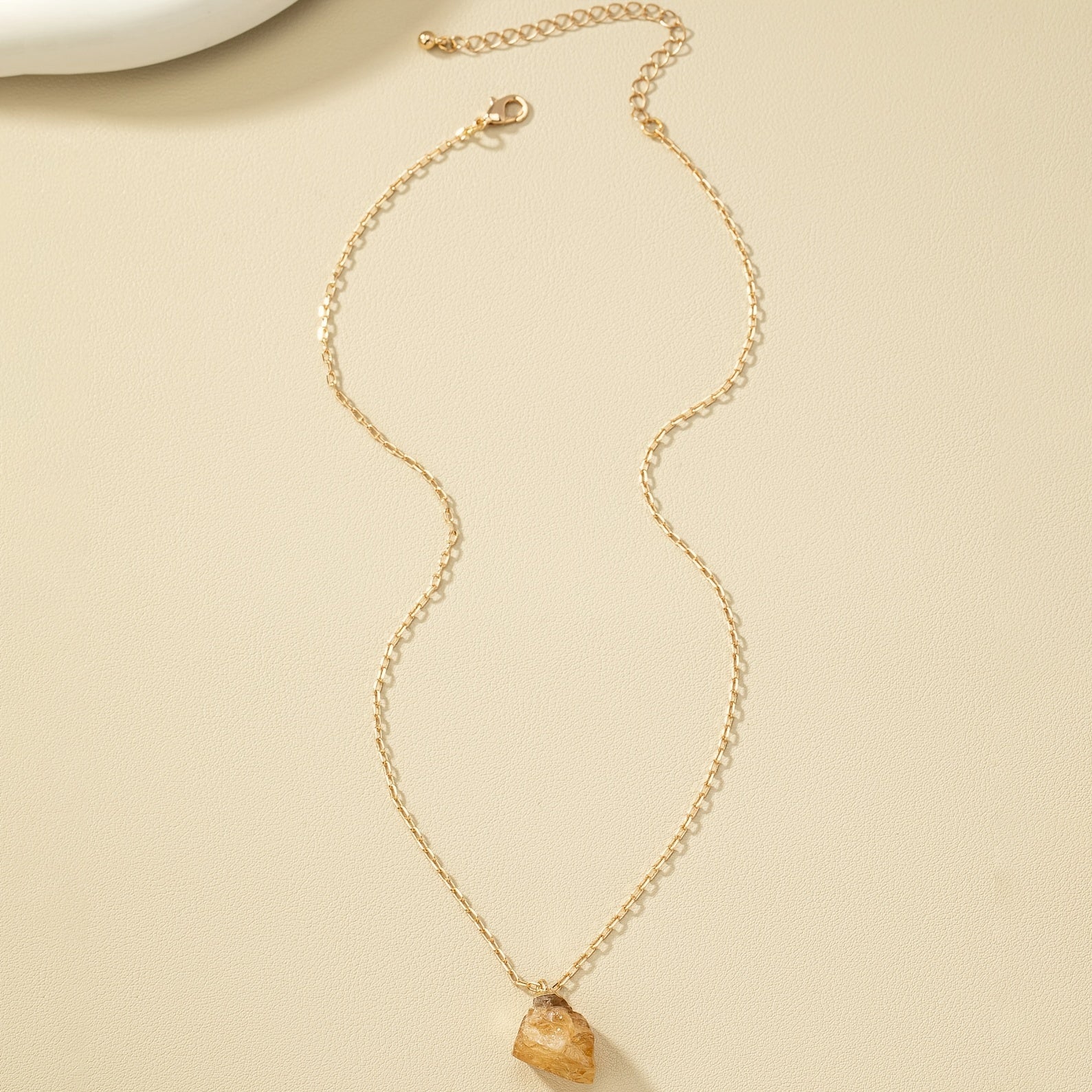 Irregular Crystal Stone Pendant Necklace 14k Plated Women's Necklace